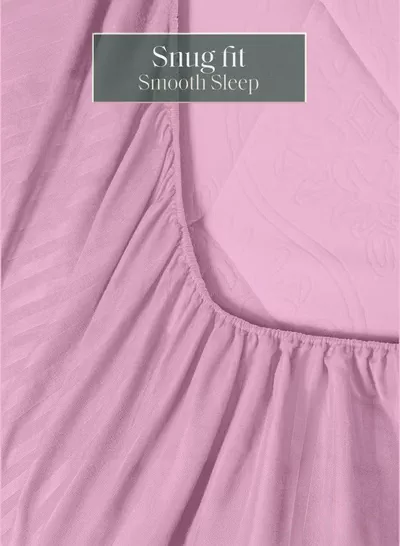 Premium Striped Duvet Set All Season – 4-Pieces Set Pink | King Size 220x240 cm | Ultra-Soft, Wrinkle-Resistant & Made in Dubai | Includes Duvet Cover, Fitted Sheet (200x200 cm) & 2 Pillowcases (50x70 cm)-3