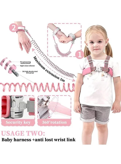 ORiTi Child Kids Safety Harness Anti Lost Wrist Link Assistant Strap Belt For Girl, Pink-3