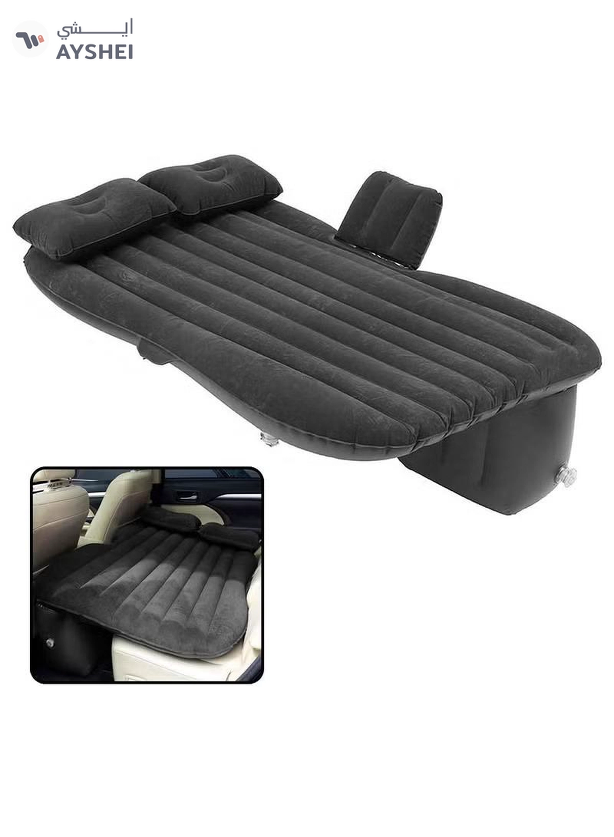 DubaiGallery Car Air Mattress Travel Inflatable Back Seat Air Bed Cushion with Auto Pump and Two Pillows, Portable Camping Vacation Rest Sleeping-1-1