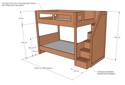 Elega Bunk Bed, 120 x 200 cms-3
