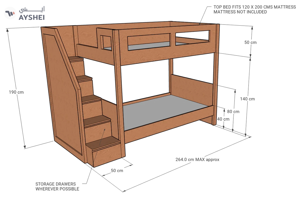 Elega Bunk Bed, 120 x 200 cms-1-1