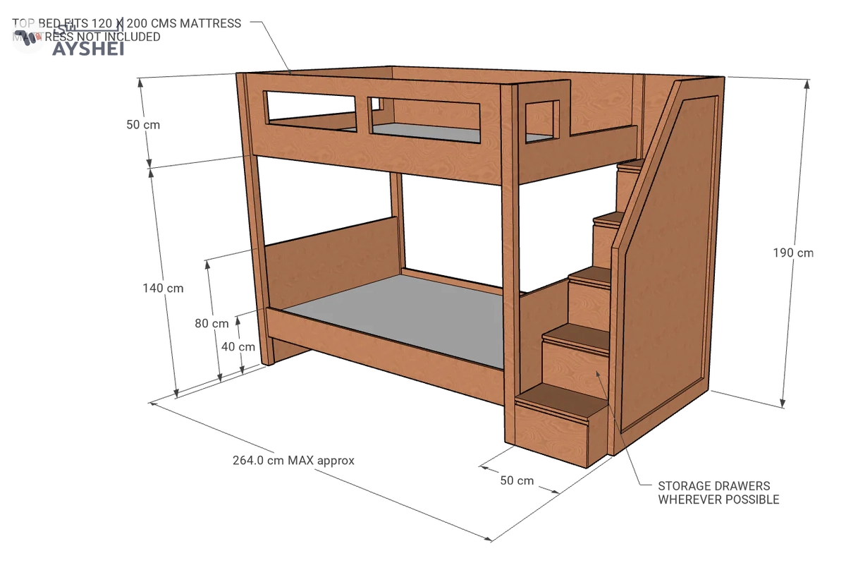 Elega Bunk Bed, 120 x 200 cms-3-3