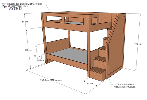 Elega Bunk Bed, 120 x 200 cms