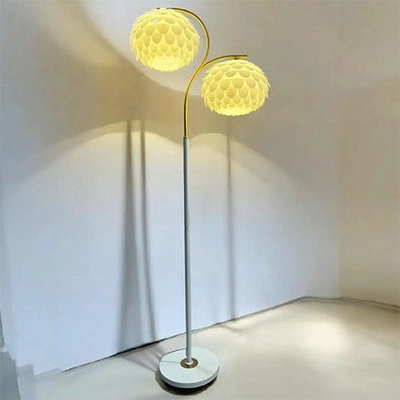 Modern Dual-Head Floor Lamp with Petal Shades-0