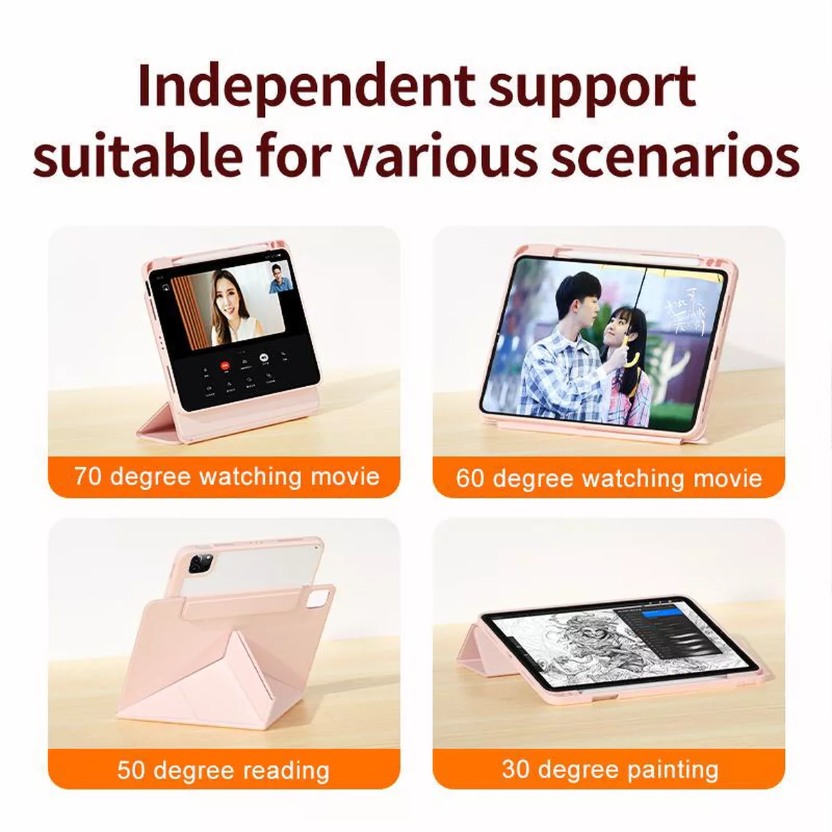 KLIK Magnetic Detachable Case for iPad Pro 11" M5/M4, Pink-4-4