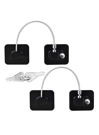 ORiTi Pack Of 2 Child Safety Cable Fridge Window Lock With Key Set-0