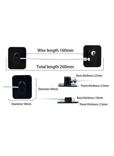 ORiTi Pack Of 2 Child Safety Cable Fridge Window Lock With Key Set-5