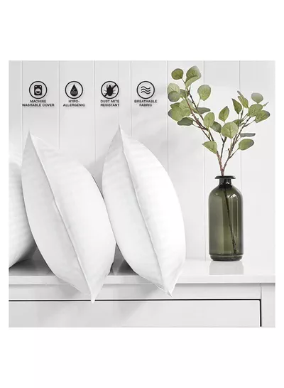2 Pack Polyfiber Bed Pillows for Sleeping- Ultra Soft Breathable Down Alternative Pillows - Hotel Luxury Collection Pillows for Back Stomach or Side Sleepers (50X75cm)-2