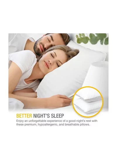 2 Pack Polyfiber Bed Pillows for Sleeping- Ultra Soft Breathable Down Alternative Pillows - Hotel Luxury Collection Pillows for Back Stomach or Side Sleepers (50X75cm)-4