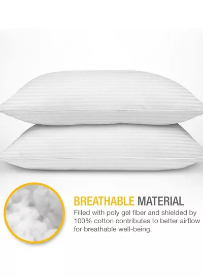 2 Pack Polyfiber Bed Pillows for Sleeping- Ultra Soft Breathable Down Alternative Pillows - Hotel Luxury Collection Pillows for Back Stomach or Side Sleepers (50X75cm)-5