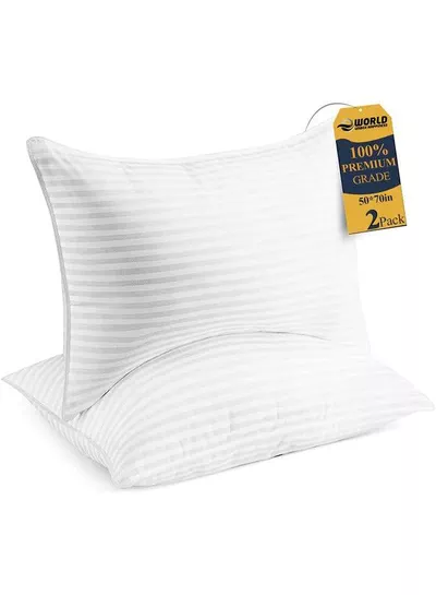 2 Pack Polyfiber Bed Pillows for Sleeping- Ultra Soft Breathable Down Alternative Pillows - Hotel Luxury Collection Pillows for Back Stomach or Side Sleepers (50X75cm)-7