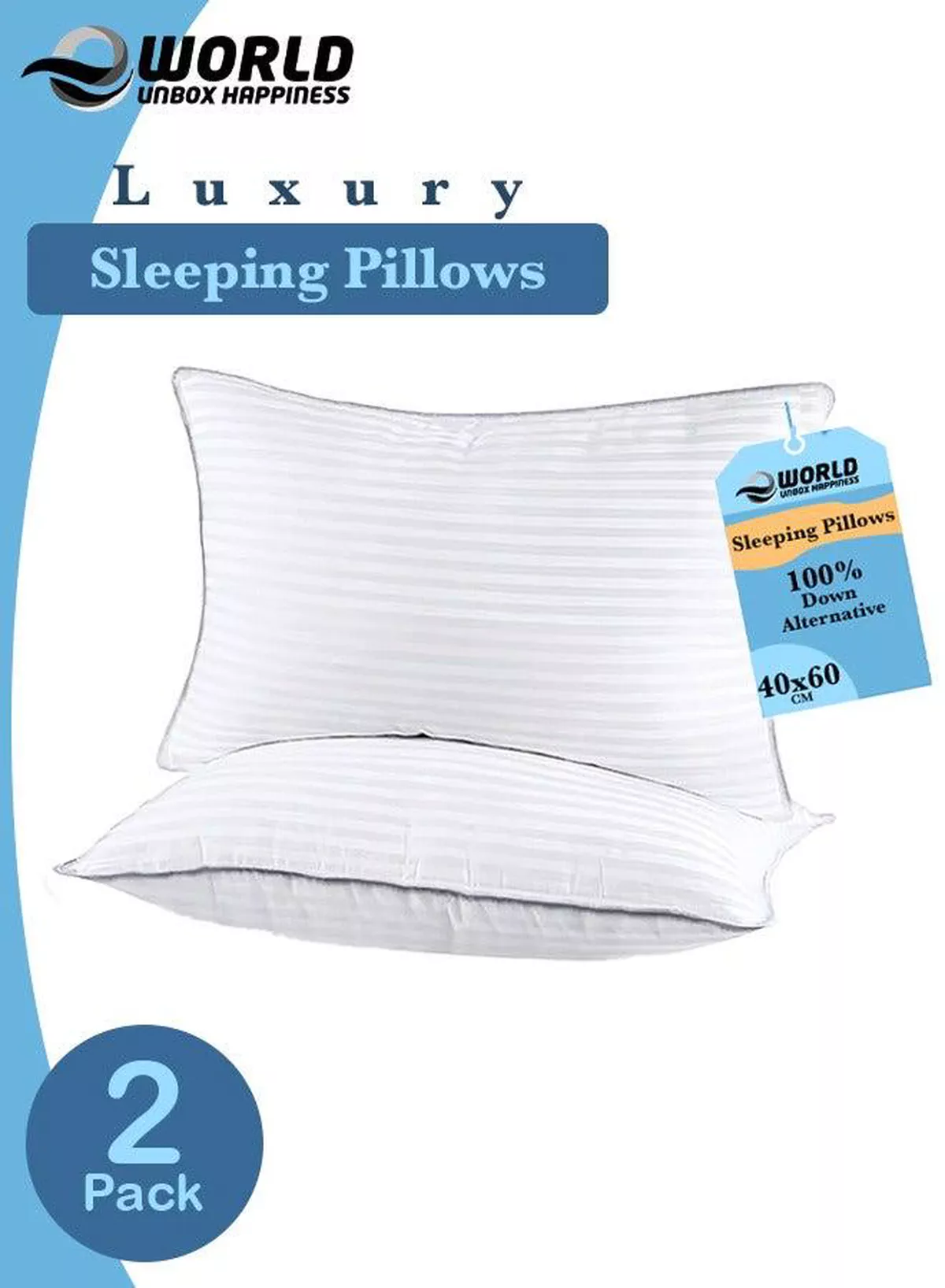 2 Pack Polyfiber Bed Pillows for Sleeping- Ultra Soft Breathable Down Alternative Pillows - Hotel Luxury Collection Pillows for Back Stomach or Side Sleepers (50X75cm)-1-1