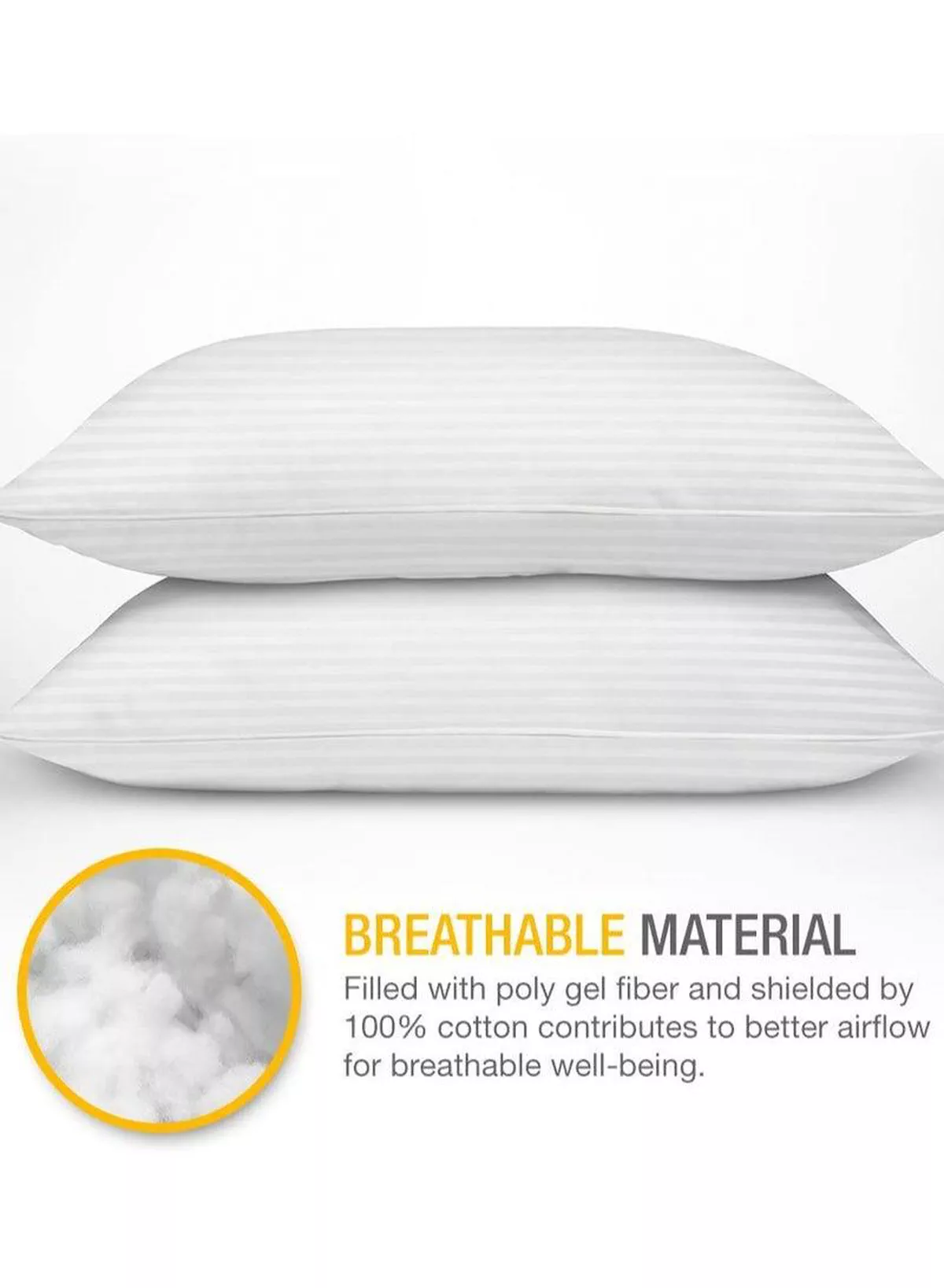 2 Pack Polyfiber Bed Pillows for Sleeping- Ultra Soft Breathable Down Alternative Pillows - Hotel Luxury Collection Pillows for Back Stomach or Side Sleepers (50X75cm)-5-5