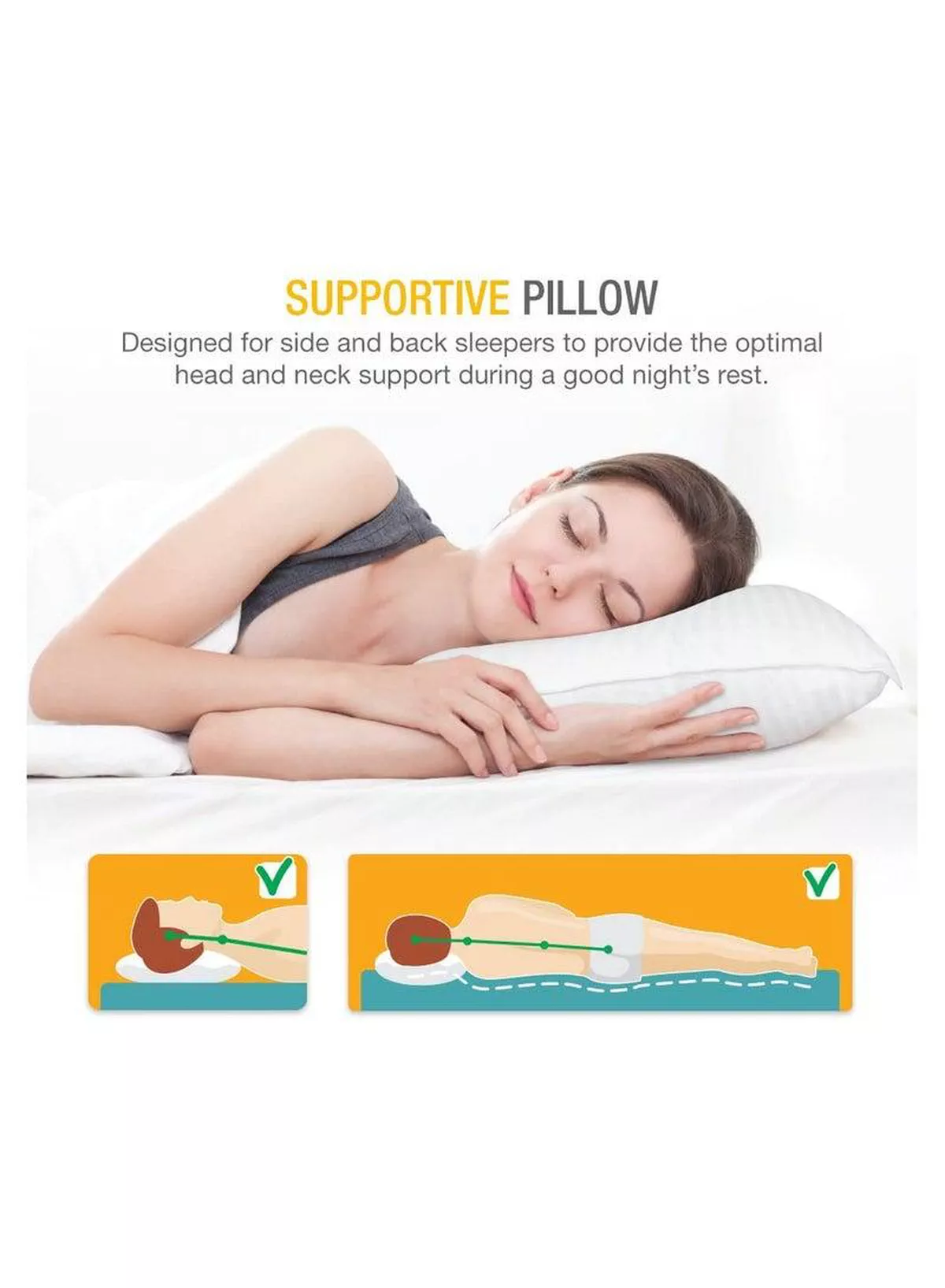 2 Pack Polyfiber Bed Pillows for Sleeping- Ultra Soft Breathable Down Alternative Pillows - Hotel Luxury Collection Pillows for Back Stomach or Side Sleepers (50X75cm)-6-6