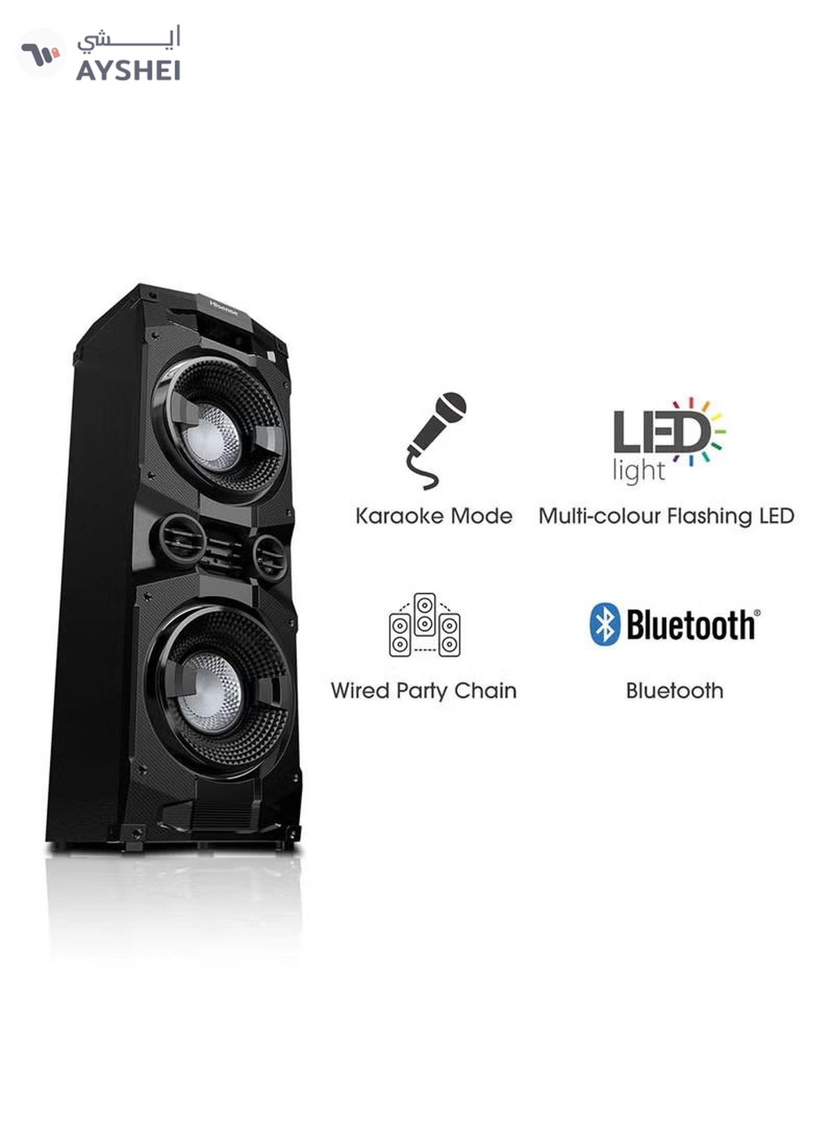 Hisense Party Speaker With 400 Watts Output Power & 200 Watts Built-In Woofer HP130 Black-5-5
