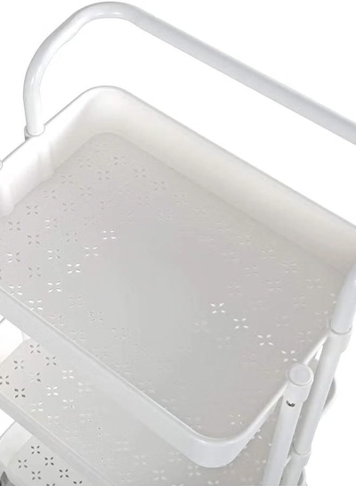 Roman Gifts 3-Tier Utility Cart Rolling Storage Shelf With Handles 2 Lockable Wheels White 86x42x30cm-4