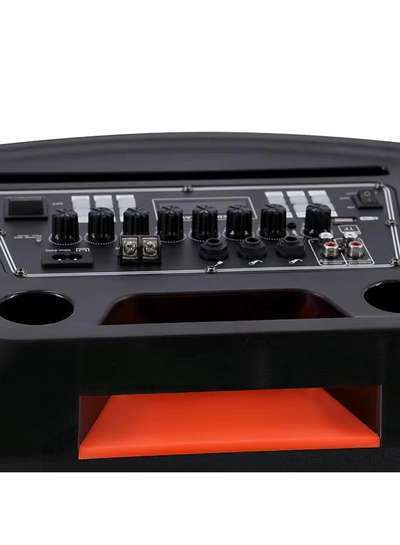 GEEPAS Hi-Fi Speaker With UHF Mic And Remote | USB And BT| With TF, FM TWS Functions | Includes Aux/Guitar And MIC Input | 2x12" DJ Speaker GMS11153 Black-3