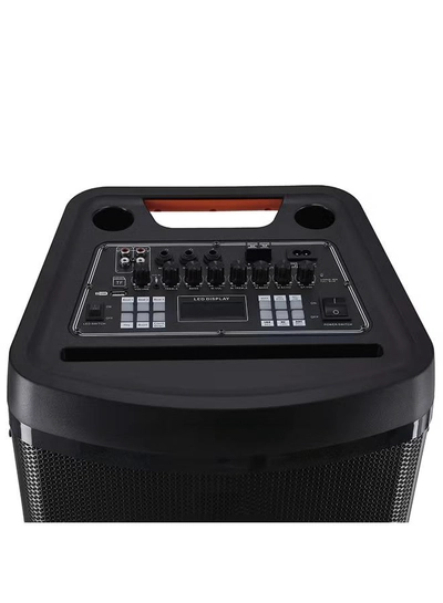 GEEPAS Hi-Fi Speaker With UHF Mic And Remote | USB And BT| With TF, FM TWS Functions | Includes Aux/Guitar And MIC Input | 2x12" DJ Speaker GMS11153 Black-4