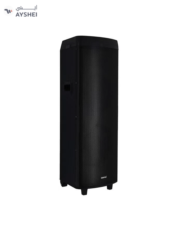 GEEPAS Hi-Fi Speaker With UHF Mic And Remote | USB And BT| With TF, FM TWS Functions | Includes Aux/Guitar And MIC Input | 2x12" DJ Speaker GMS11153 Black