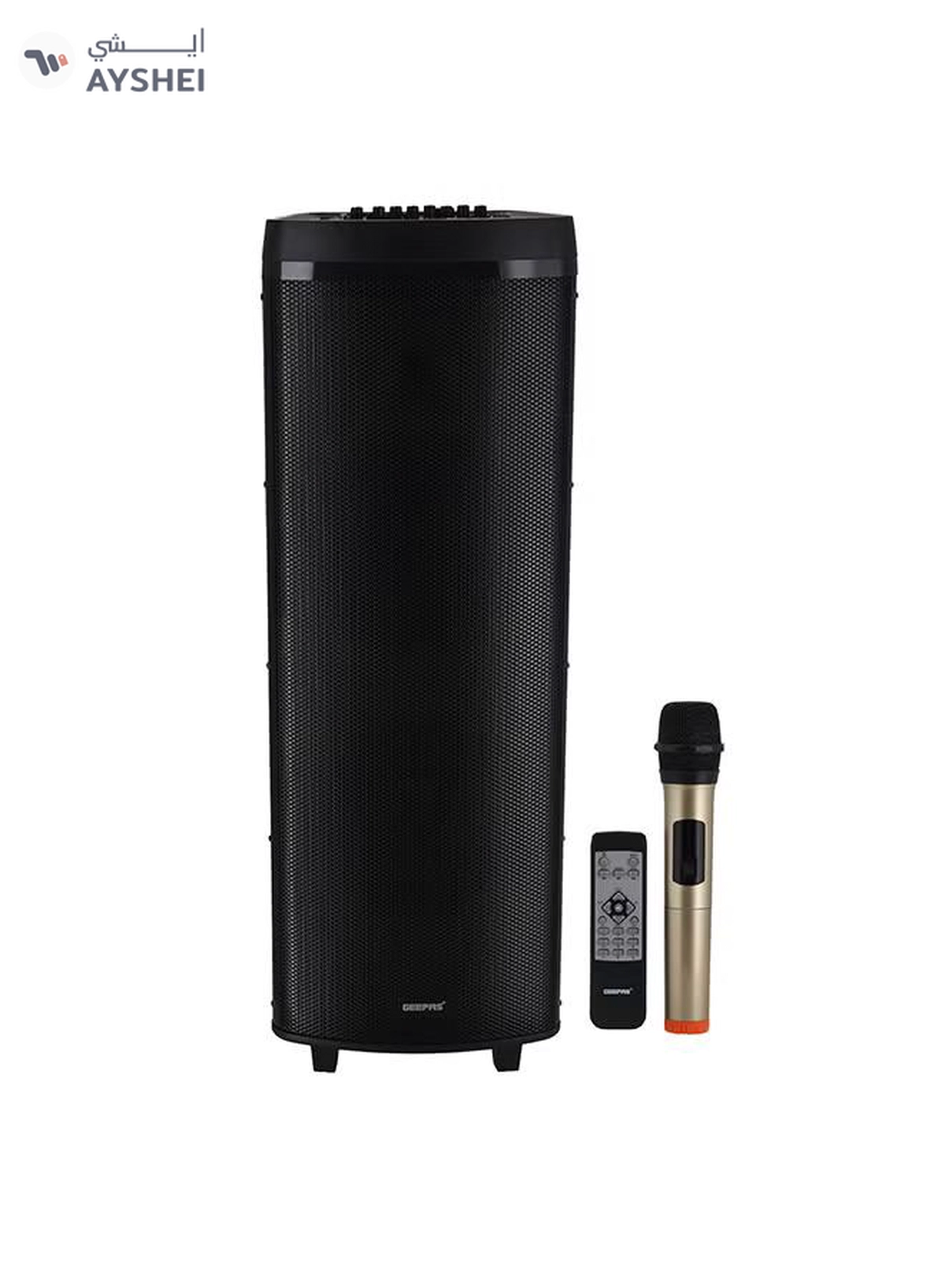 GEEPAS Hi-Fi Speaker With UHF Mic And Remote | USB And BT| With TF, FM TWS Functions | Includes Aux/Guitar And MIC Input | 2x12" DJ Speaker GMS11153 Black-0-0