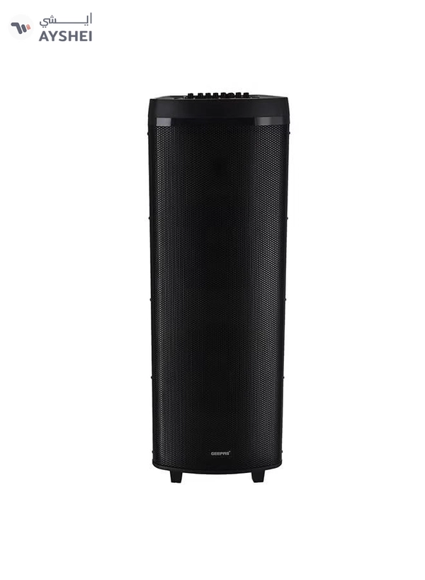 GEEPAS Hi-Fi Speaker With UHF Mic And Remote | USB And BT| With TF, FM TWS Functions | Includes Aux/Guitar And MIC Input | 2x12" DJ Speaker GMS11153 Black