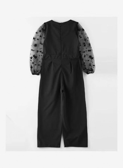  HASHQLO Pearl Belt With Star Embellished Full Length Jumpsuit Black/Grey-1