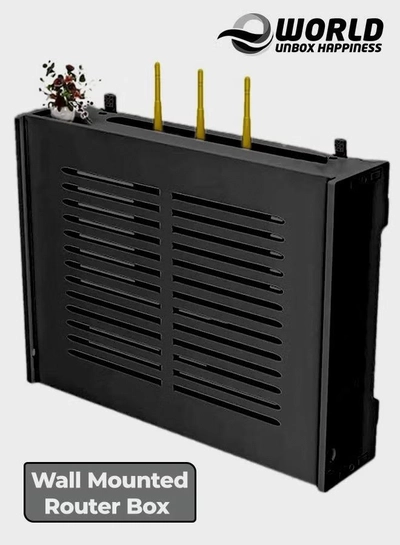 Eworld Stylish Wall-Mounted Router Rack for Wi-Fi Router, Set-Top Box, Light Cat Box, and More-0