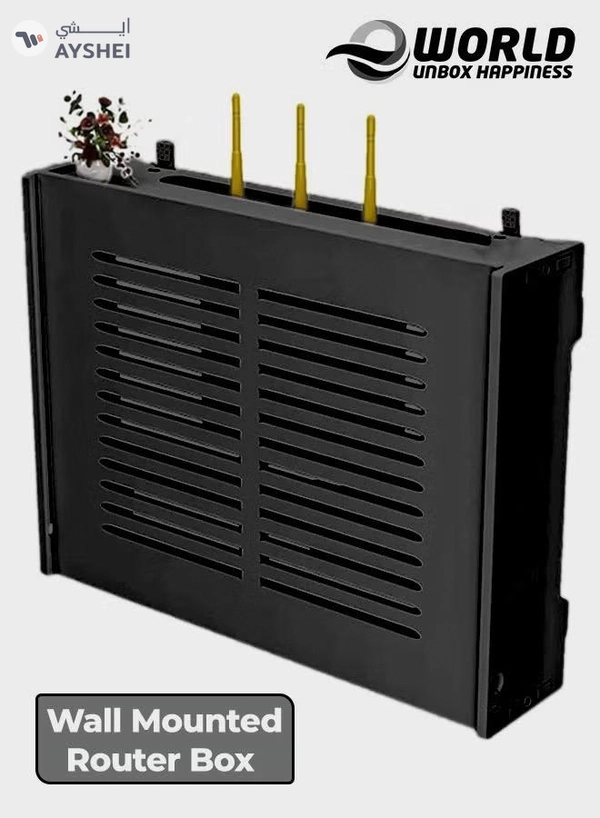 Eworld Stylish Wall-Mounted Router Rack for Wi-Fi Router, Set-Top Box, Light Cat Box, and More