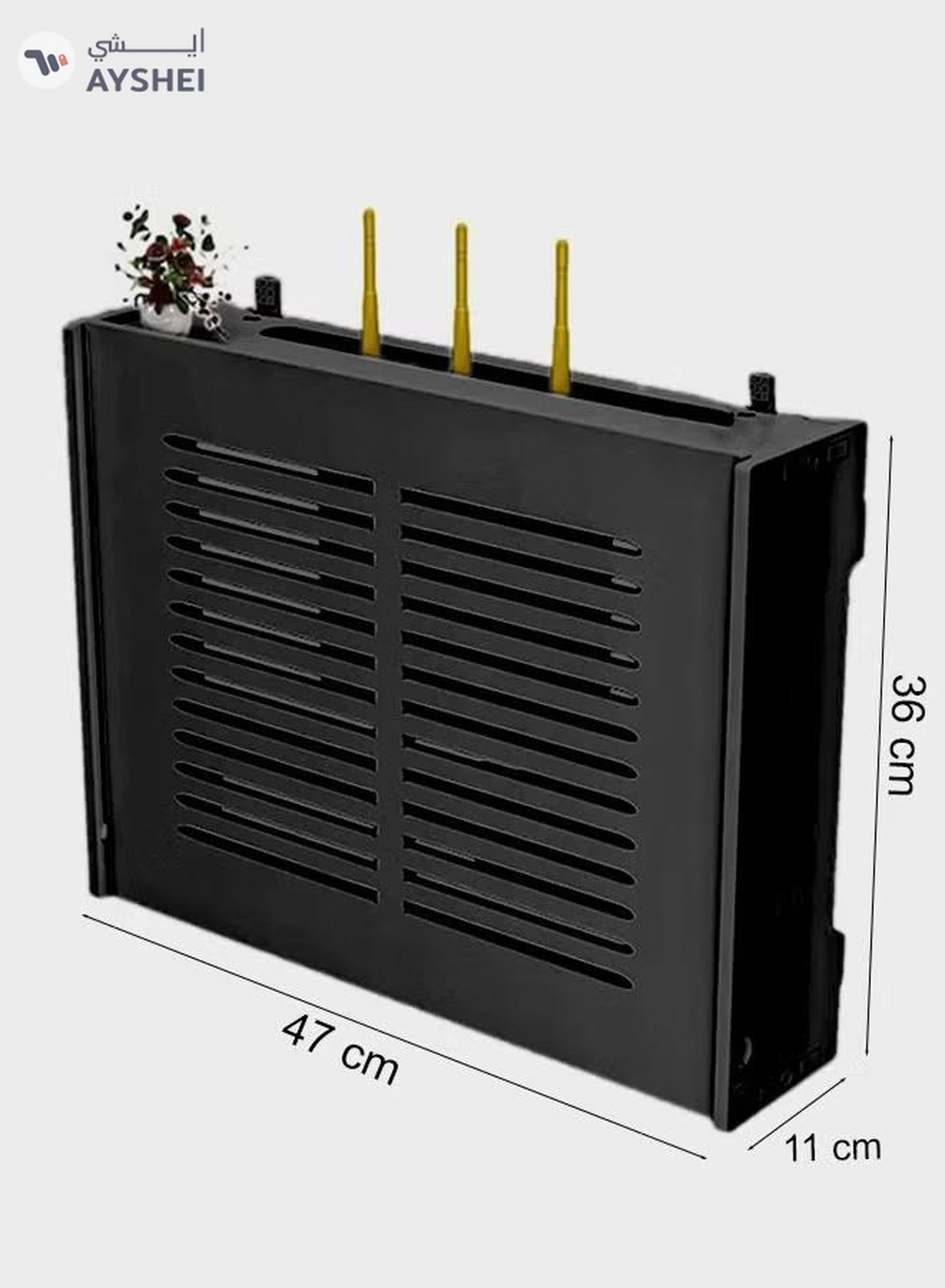 Eworld Stylish Wall-Mounted Router Rack for Wi-Fi Router, Set-Top Box, Light Cat Box, and More-1-1