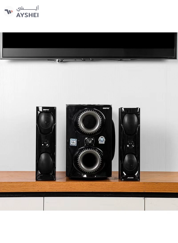 GEEPAS 2.1 Multimedia Speaker- PMPO, 8" Woofer|USB, Bluetooth & Multiple Device Inputs Pc, Ps4, Xbox, Smartphone, Tablet, Music Player GMS8507 Black