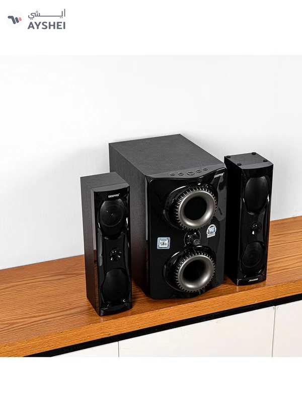 GEEPAS 2.1 Multimedia Speaker- PMPO, 8" Woofer|USB, Bluetooth & Multiple Device Inputs Pc, Ps4, Xbox, Smartphone, Tablet, Music Player GMS8507 Black