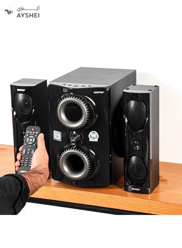 GEEPAS 2.1 Multimedia Speaker- PMPO, 8" Woofer|USB, Bluetooth & Multiple Device Inputs Pc, Ps4, Xbox, Smartphone, Tablet, Music Player GMS8507 Black
