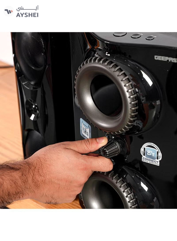 GEEPAS 2.1 Multimedia Speaker- PMPO, 8" Woofer|USB, Bluetooth & Multiple Device Inputs Pc, Ps4, Xbox, Smartphone, Tablet, Music Player GMS8507 Black