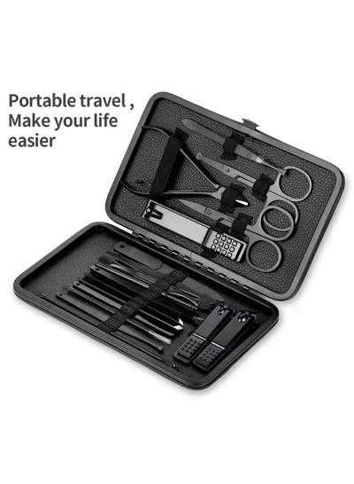 ORiTi 12 PCS Classic Black Manicure Set Hand Feet Facial Stainless Steel Accessories, 5 Choices-5