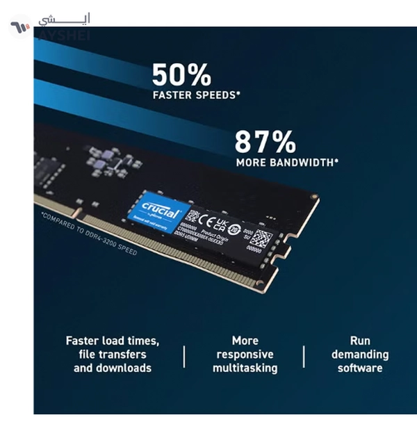 crucial 32GB DDR5-PC5-38400 UDIMM Desktop Memory, 4800 MHz Memory Speed