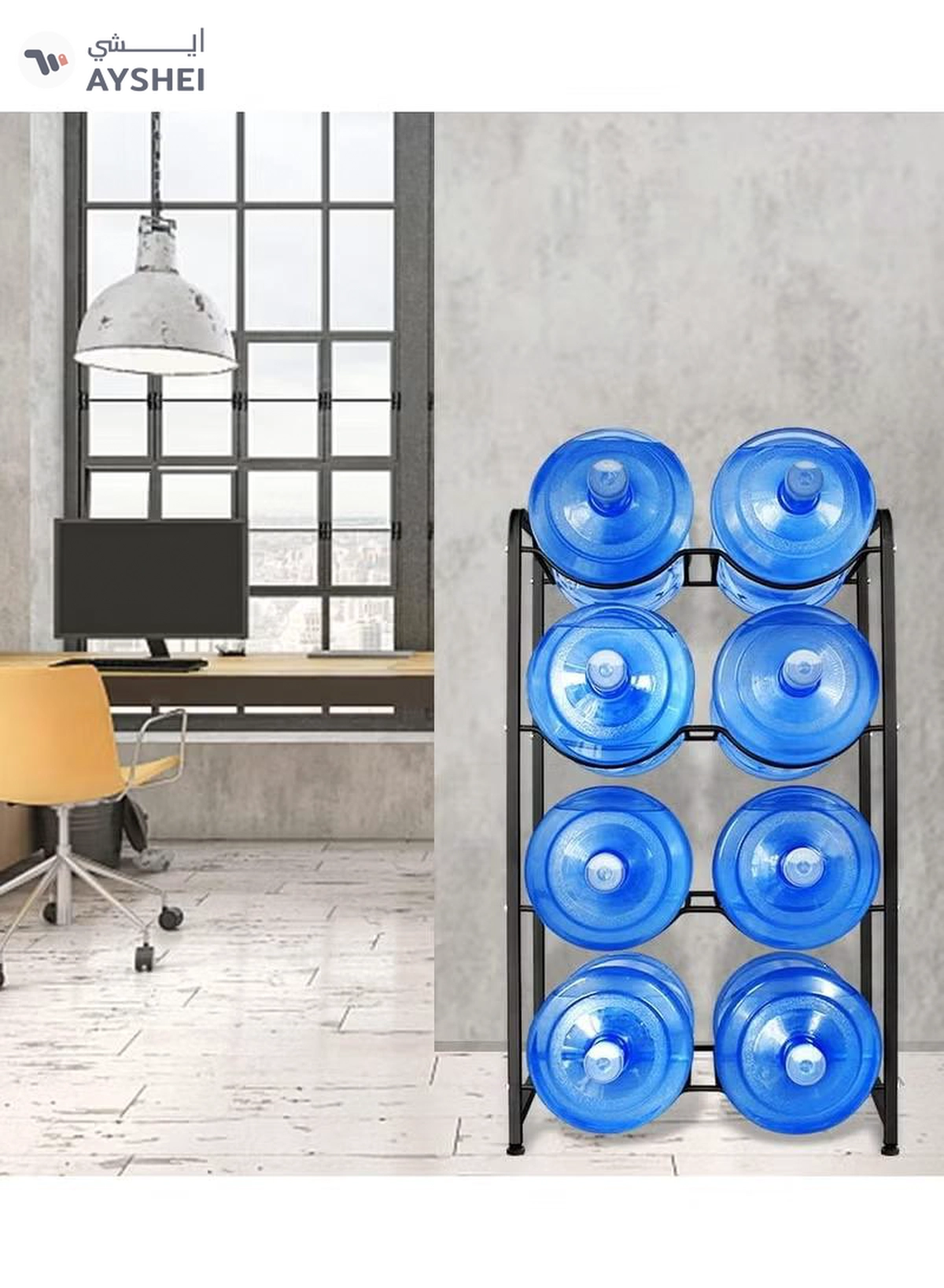 DubaiGallery 5 Gallon Water Bottle Holder 8 Tier Water Jug Rack 8-Tier Water Bottle Rack Reinforced Steel Rack for Water Storage Water Bottle Storage Rack-2-2