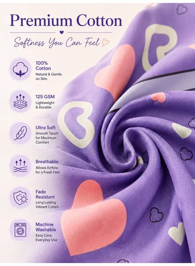 Set of 2 100% Cotton Printed Pillow Covers, Heart Pattern, 125 GSM Fabric, Soft & Breathable, Envelope Closure, Fade Resistant & Machine Washable – 50 x 75 cm-2