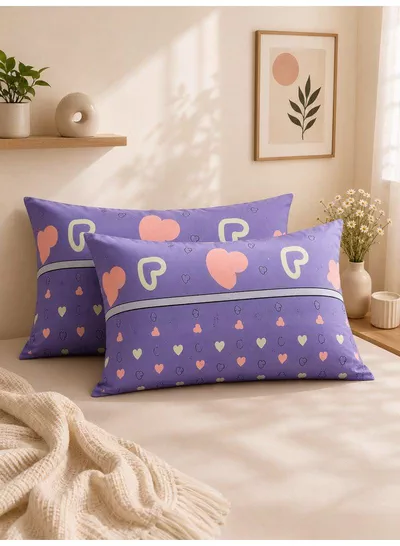 Set of 2 100% Cotton Printed Pillow Covers, Heart Pattern, 125 GSM Fabric, Soft & Breathable, Envelope Closure, Fade Resistant & Machine Washable – 50 x 75 cm-3
