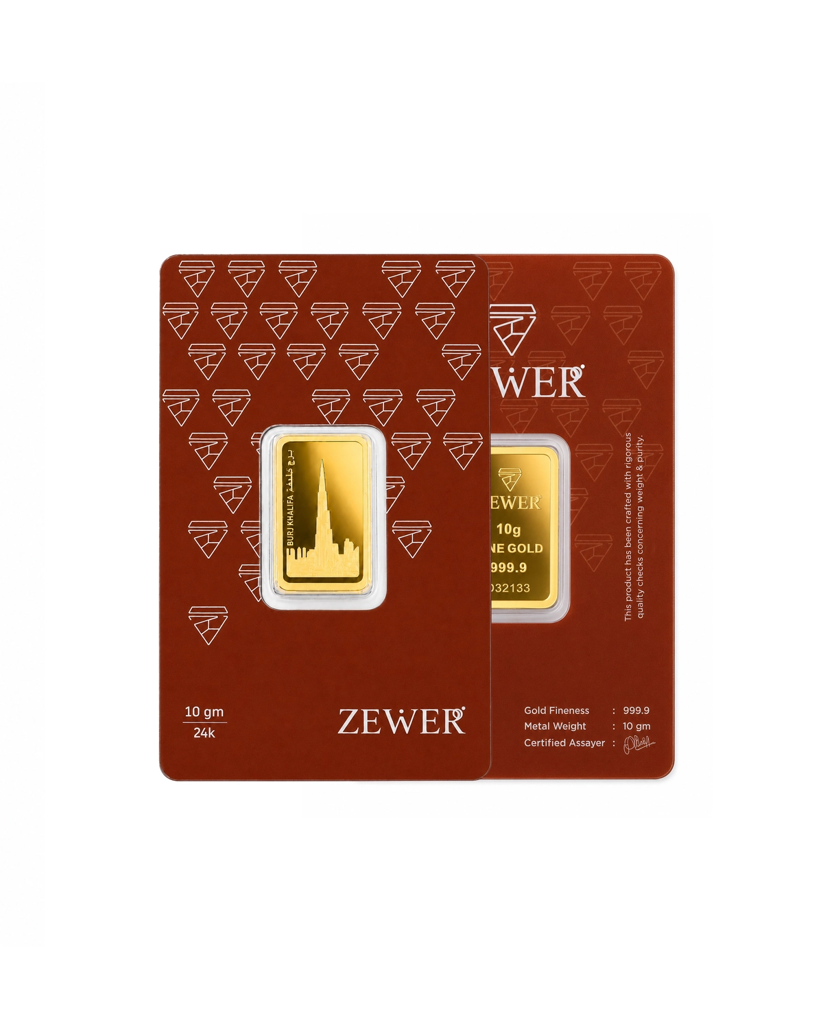 Zewer 10g 24K 999.9 Fine Gold Bar with Burj Khalifa Design-2-2