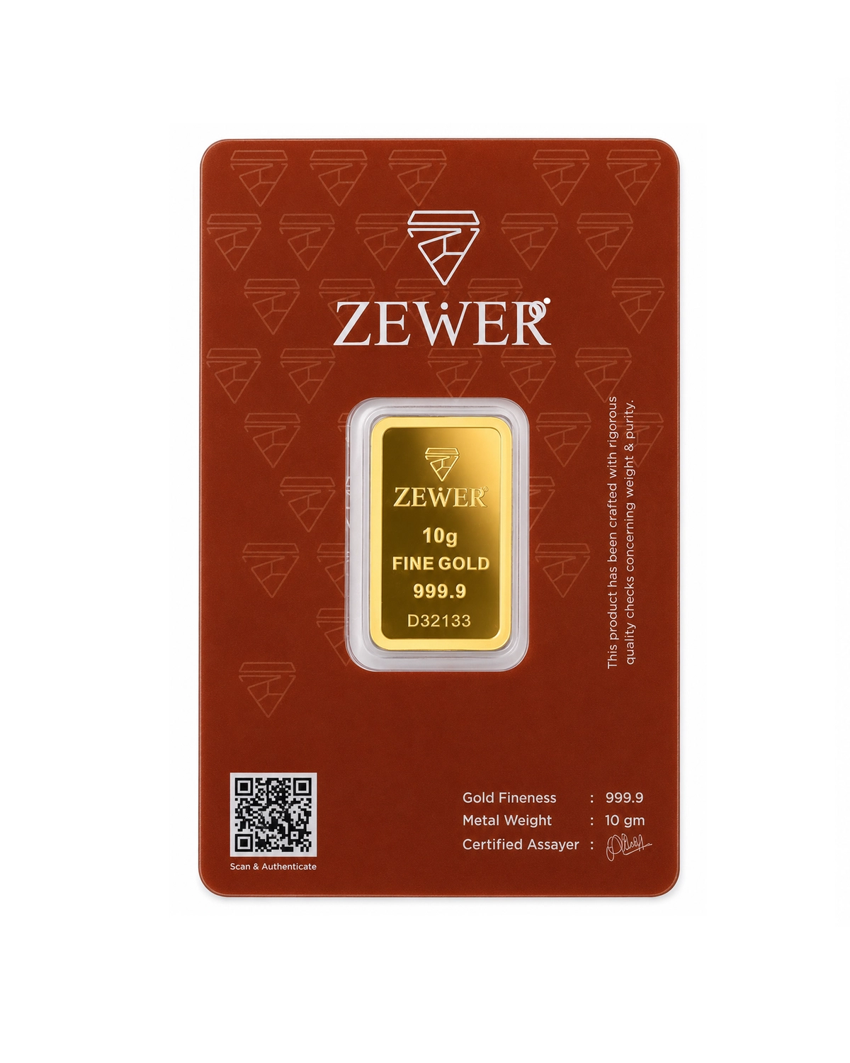 Zewer 10g 24K 999.9 Fine Gold Bar with Burj Khalifa Design