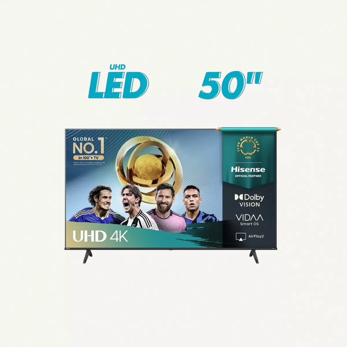 Hisense 50-Inch 4K UHD Smart TV – Immersive Entertainment with Dolby Vision, Dolby Audio & Game Mode Plus | VIDAA OS, Wi-Fi, Bluetooth, Netflix & YouTube (50A61Q - 2025 Model) 50A61Q Black