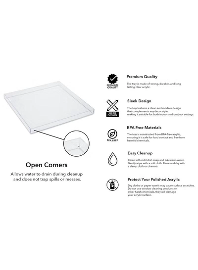 Eworld Set of 3 Clear Acrylic Square Serving Trays-1