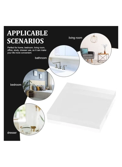 Eworld Set of 3 Clear Acrylic Square Serving Trays-3