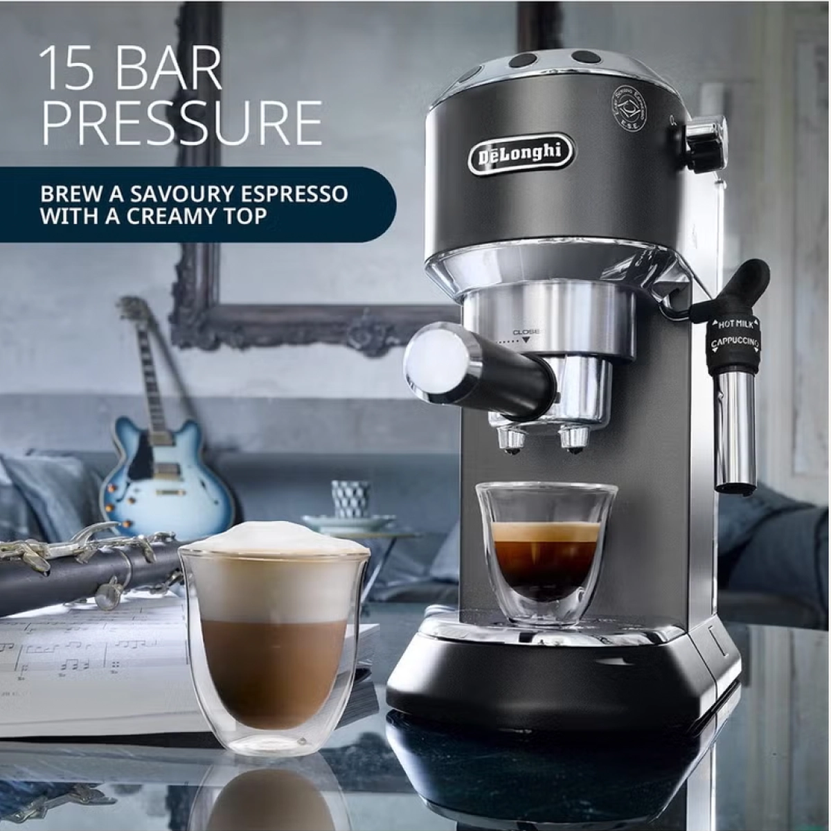 De'Longhi Dedica Pump Espresso Manual Coffee Machine-5-5