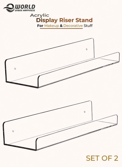 Eworld Pack of 2 clear Acrylic Display Riser for jewelry and Decorative stuff-0