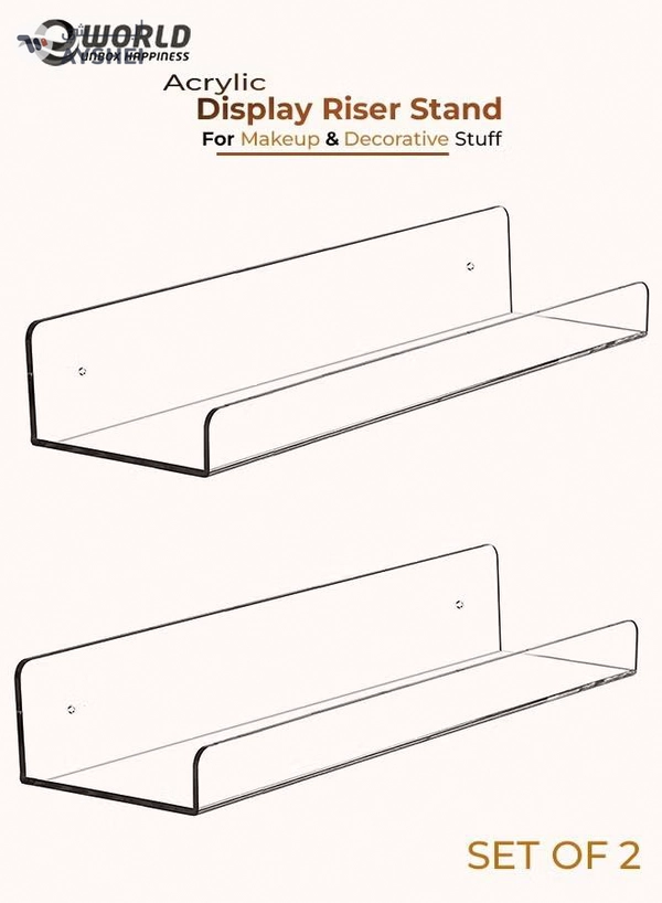 Eworld Pack of 2 clear Acrylic Display Riser for jewelry and Decorative stuff
