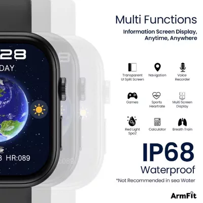 220 mAh AiPro Chat GPT Smart watch For Men With AMOLED Always On Display Bluetooth Calling Waterproof Fitness Watches For Android iOS - Black-4