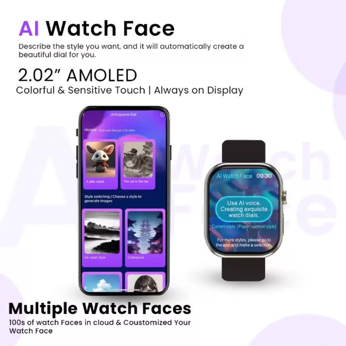 220 mAh AiPro Chat GPT Smart watch For Men With AMOLED Always On Display Bluetooth Calling Waterproof Fitness Watches For Android iOS - Black-5-5