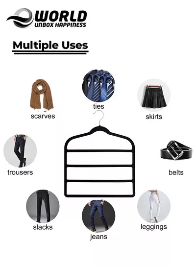 Pack of 10 Non-Slip Clothes Hangers with 4 layers, The Ultimate Space-Saving Solution for Organizing Trousers, Skirts, Coats, Dresses, and Tank Tops Effortlessly-3