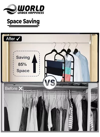 Pack of 10 Non-Slip Clothes Hangers with 4 layers, The Ultimate Space-Saving Solution for Organizing Trousers, Skirts, Coats, Dresses, and Tank Tops Effortlessly-4